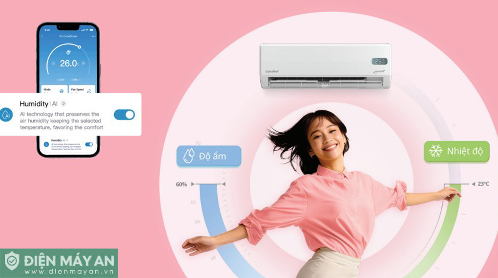 Điều hoà Comfee Inverter 9000 BTU 1 chiều CFS-10VGXF